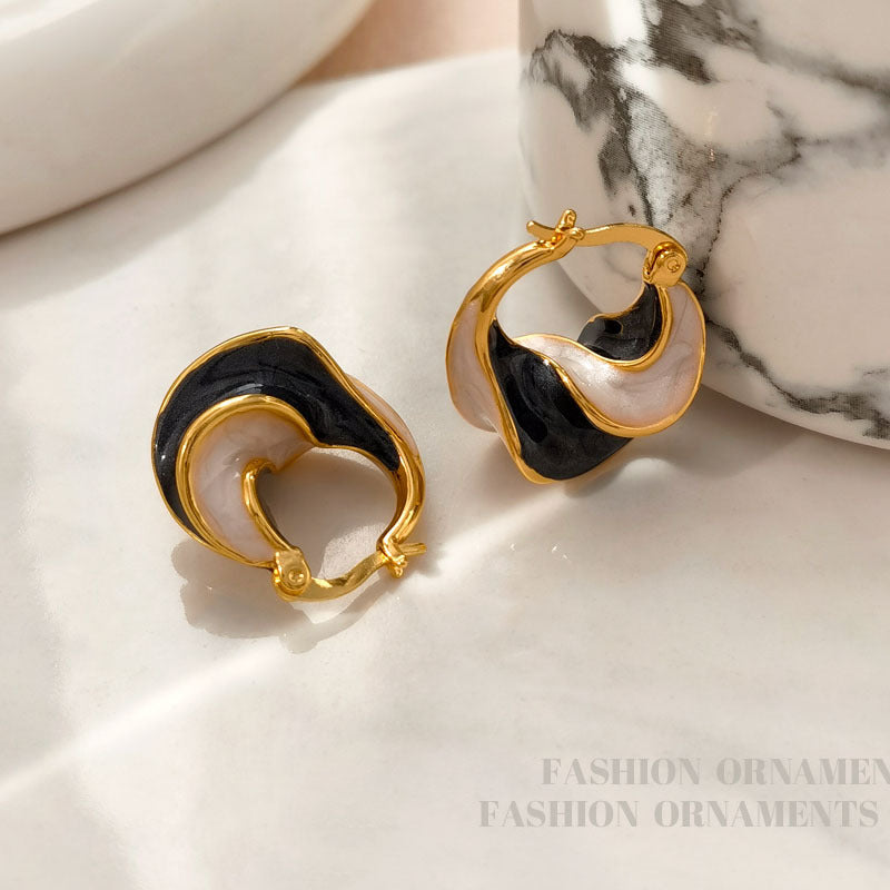 Glaze Drip Spiral Pattern Earrings