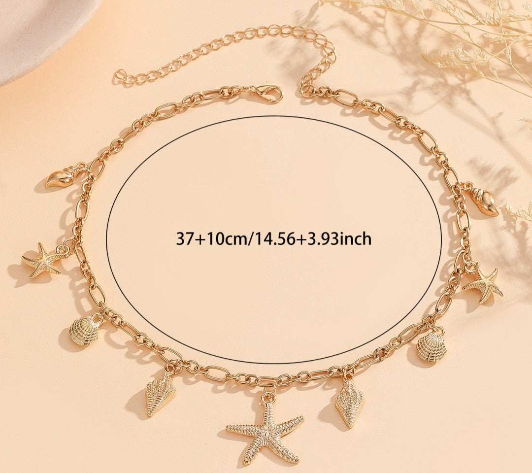 Starfish And Seashell Necklace