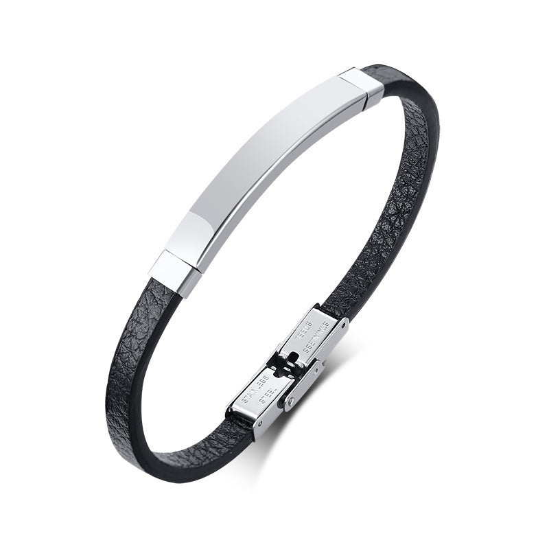 Stainless Steel Leather Bracelet