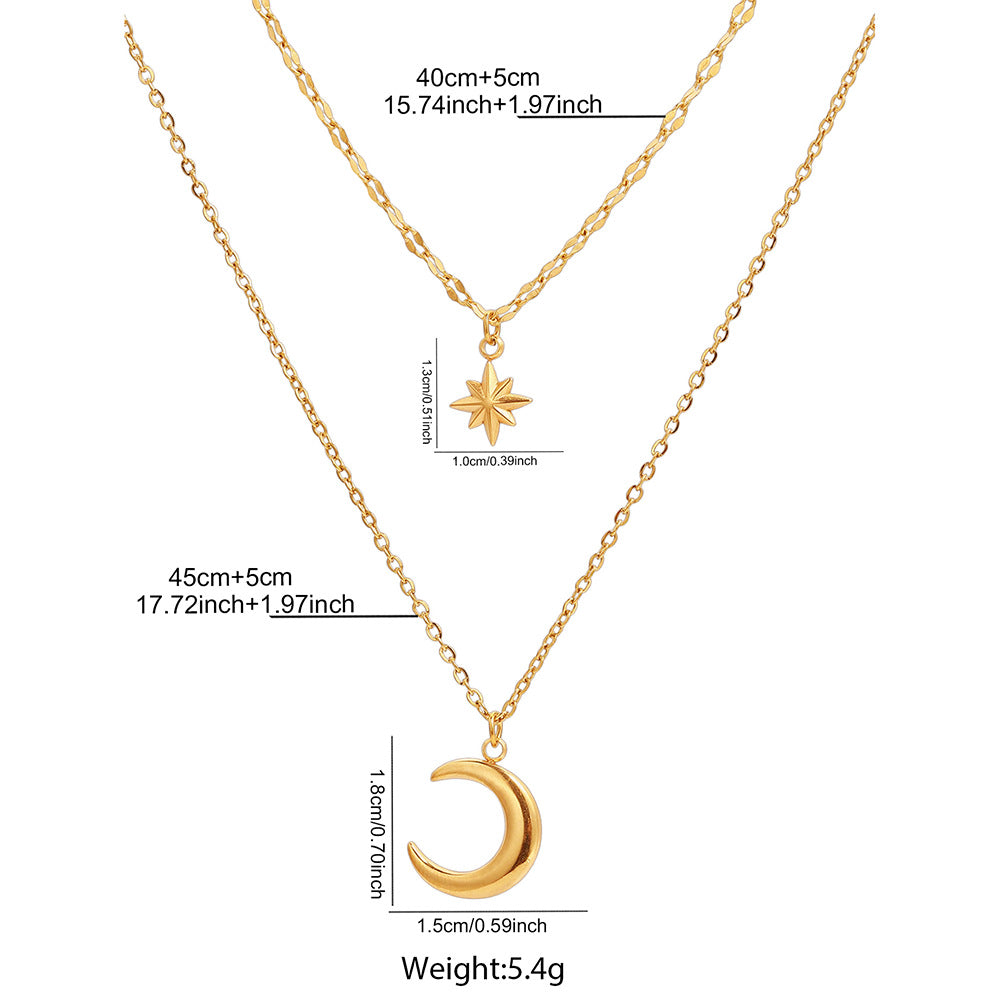Star Moon Double-Layer Necklace