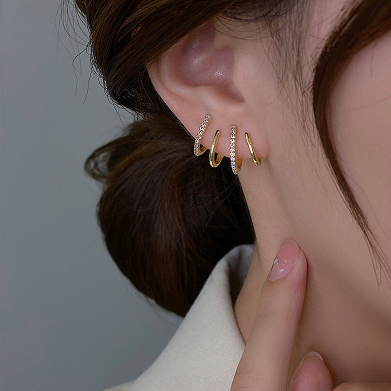 Golden Needle Korean Earrings