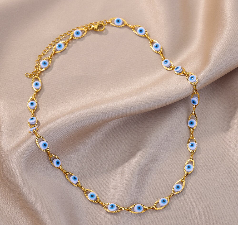 Blue Zircon Eye Choker Necklace