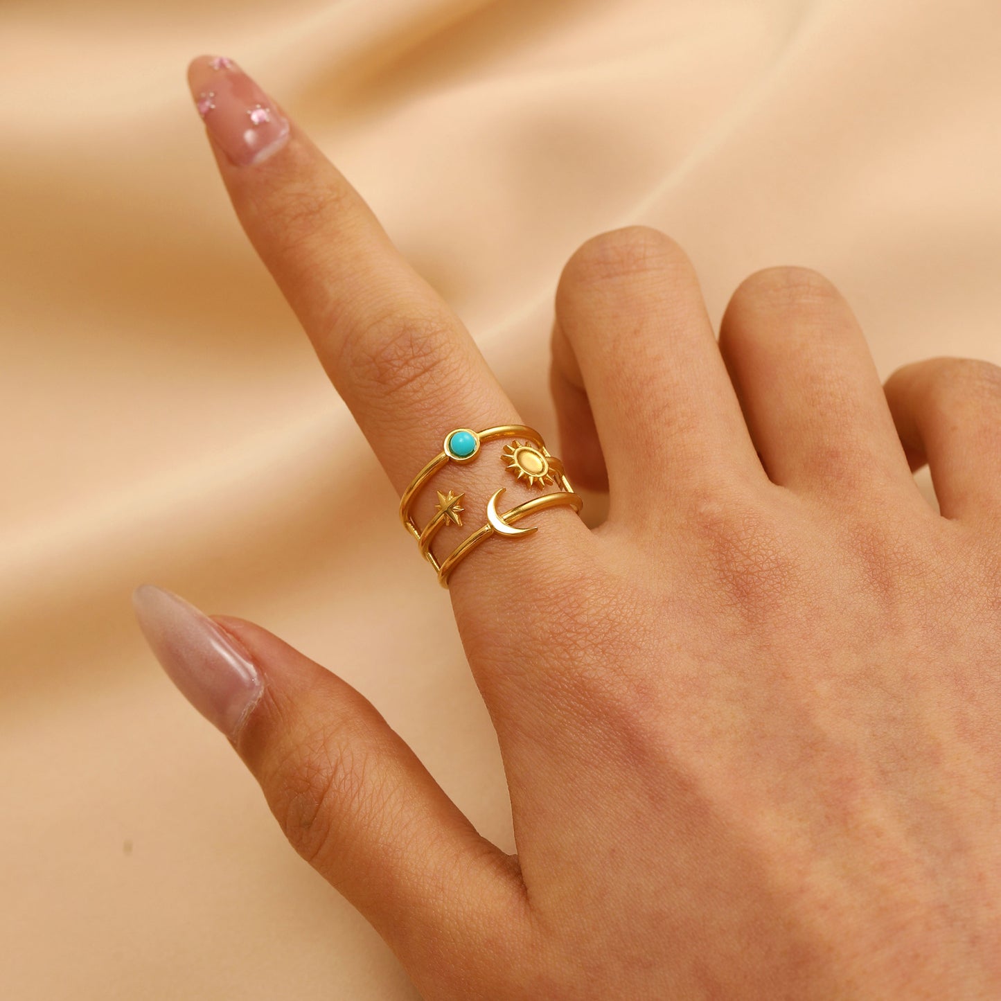 Star n moon Adjustable Ring