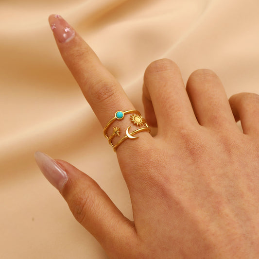 Star n moon Adjustable Ring