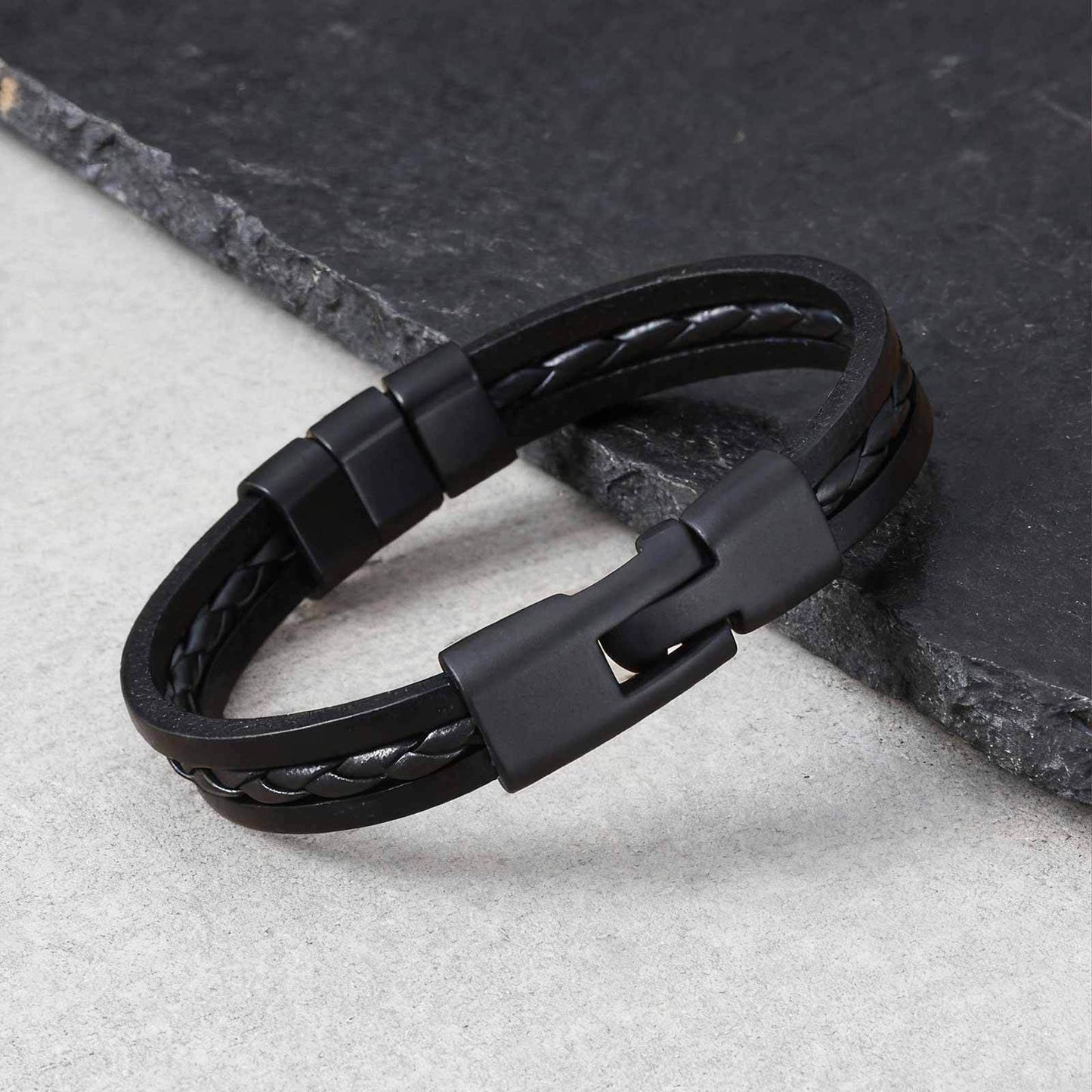 Men's Three-Layer PU Leather Bracelet