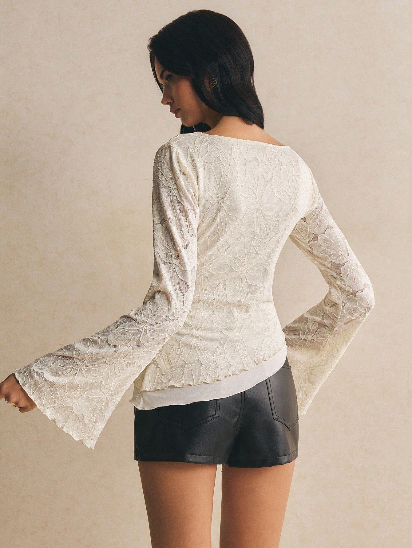 Cross-border lace patchwork long sleeve t-shirt