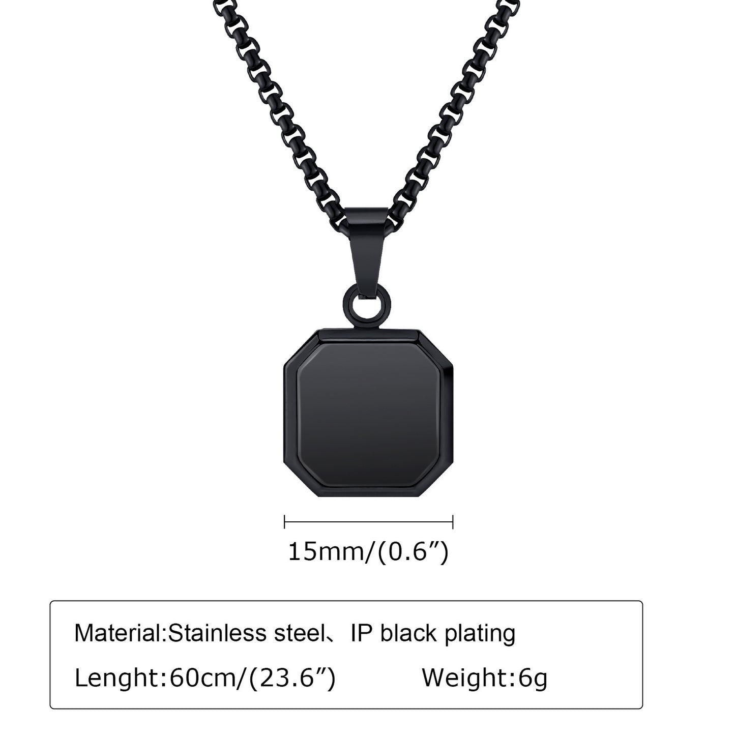 Men's Square Stainless Steel Pendant
