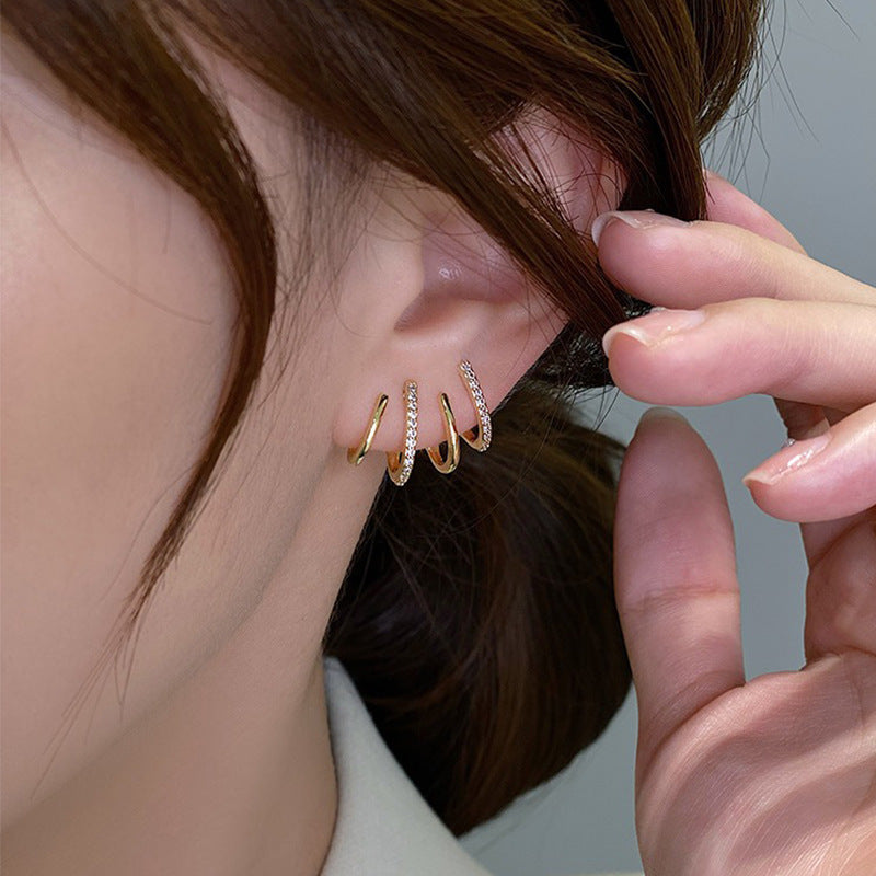 Golden Needle Korean Earrings