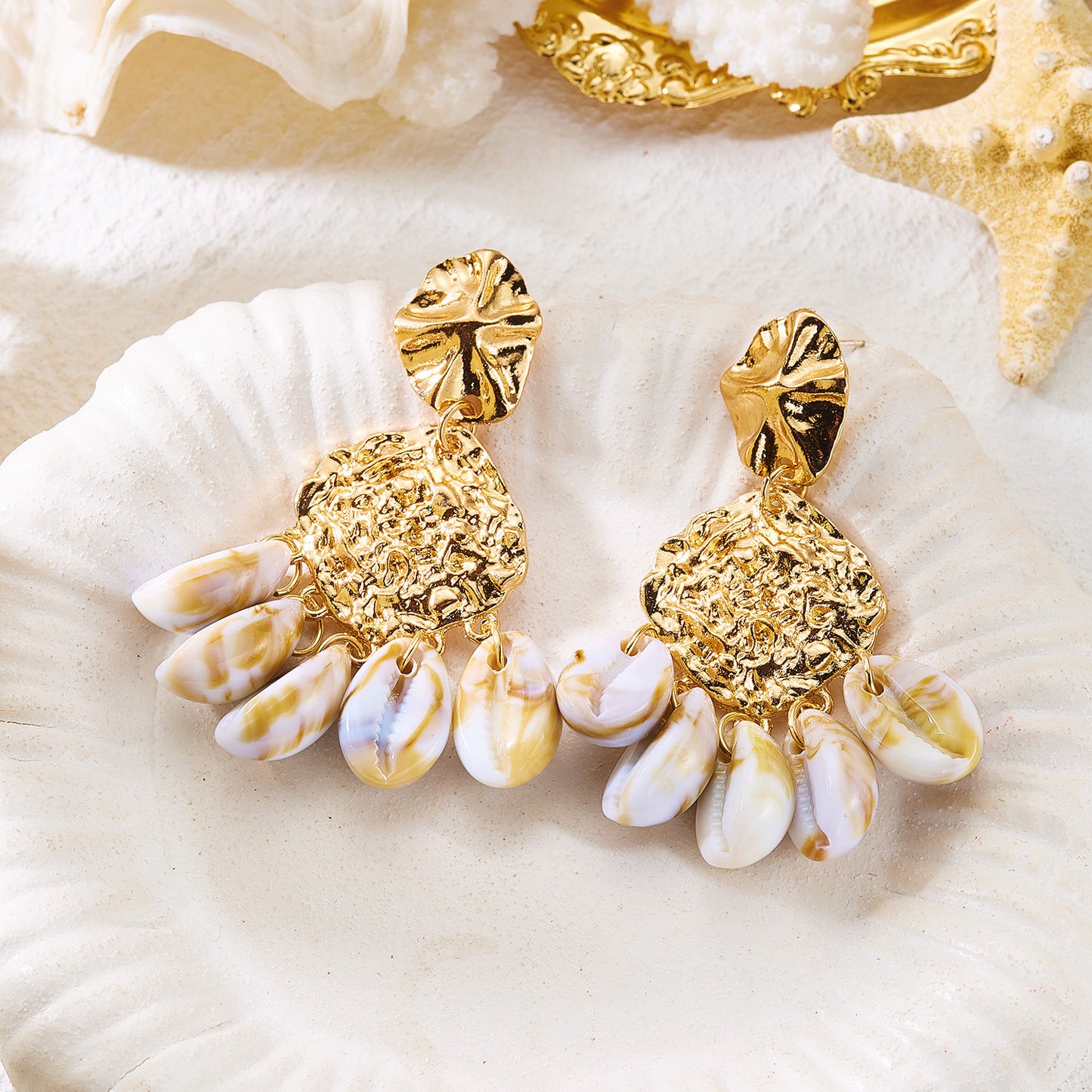 Pearl Tassel Shell Earrings