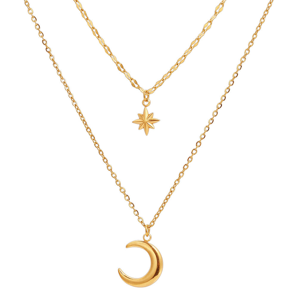 Star Moon Double-Layer Necklace