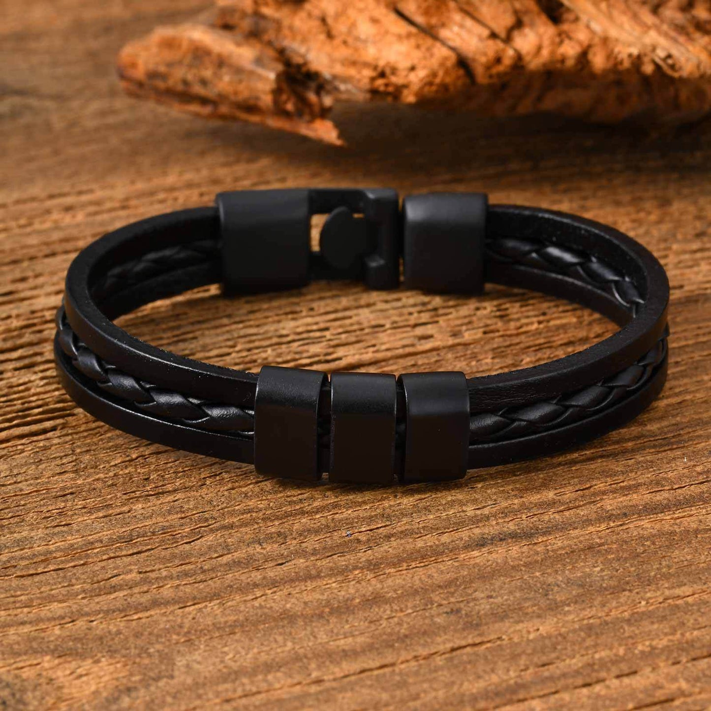 Men's Three-Layer PU Leather Bracelet