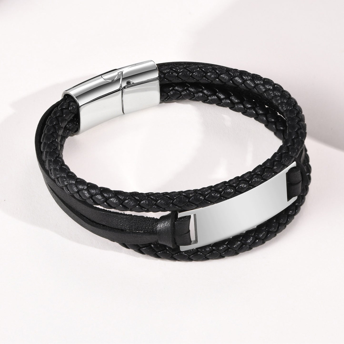 Men's Stainless Steel Leather Bracelet