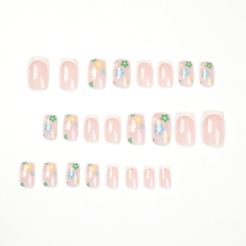 Multi-Colored Small Flower Manicure Nail