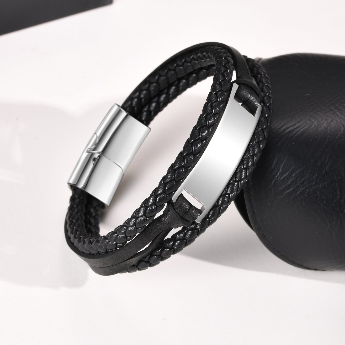 Men's Stainless Steel Leather Bracelet