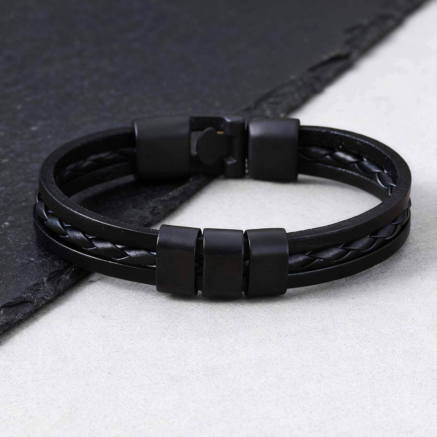 Men's Three-Layer PU Leather Bracelet