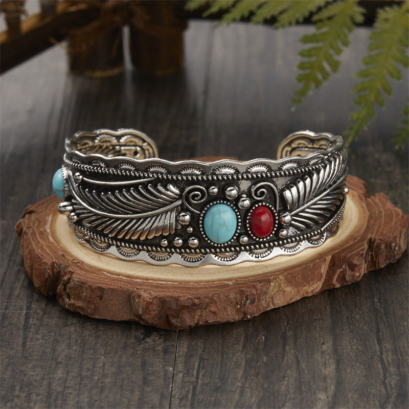 Retro Two-Color Leaf Bracelet