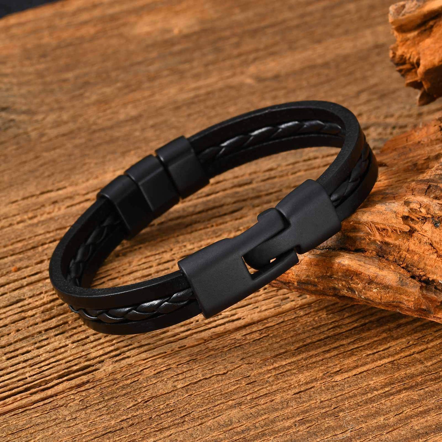 Men's Three-Layer PU Leather Bracelet