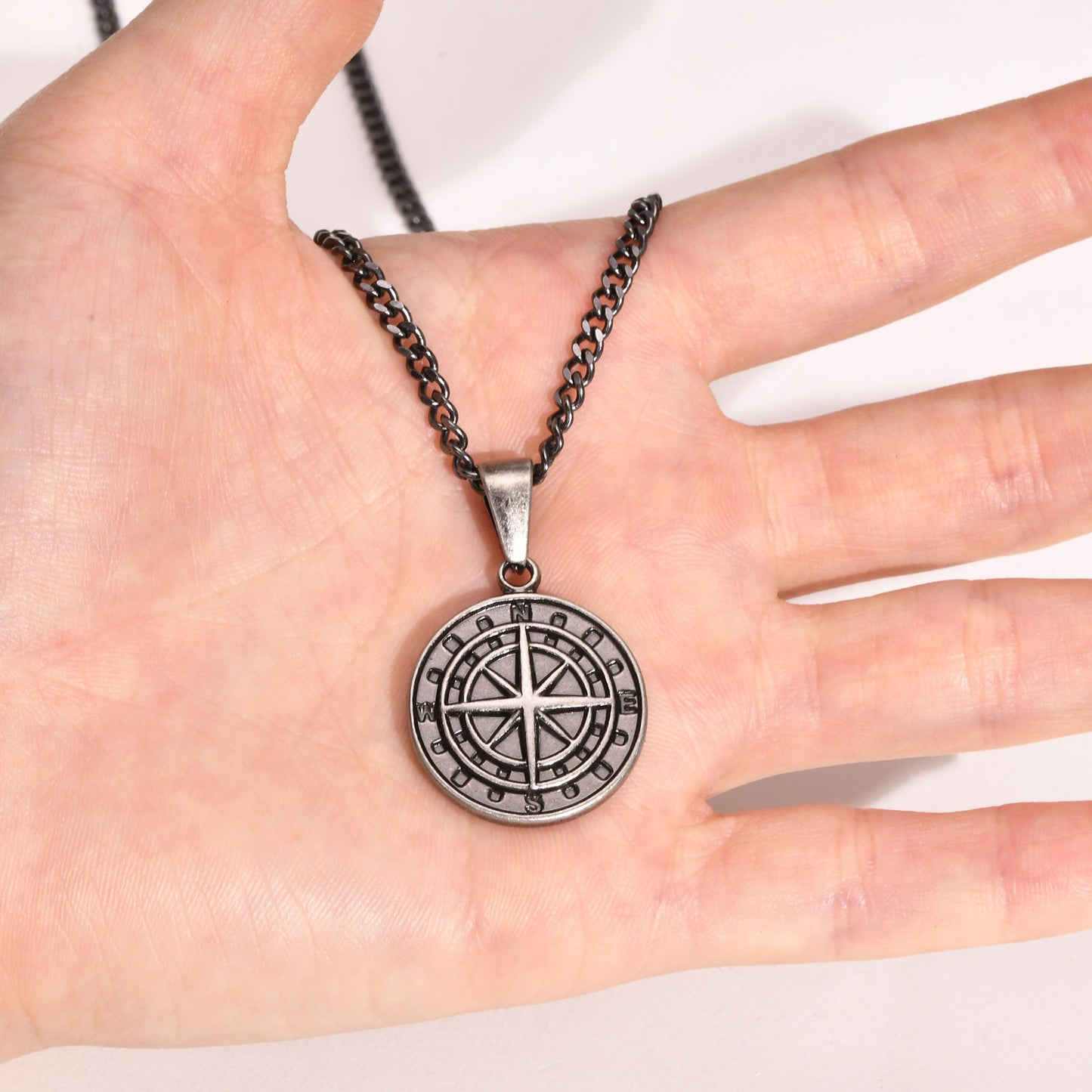 Men's Stainless Steel Compass Pendant