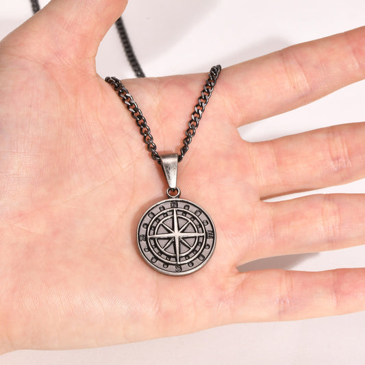 Stainless Steel Compass Pendant