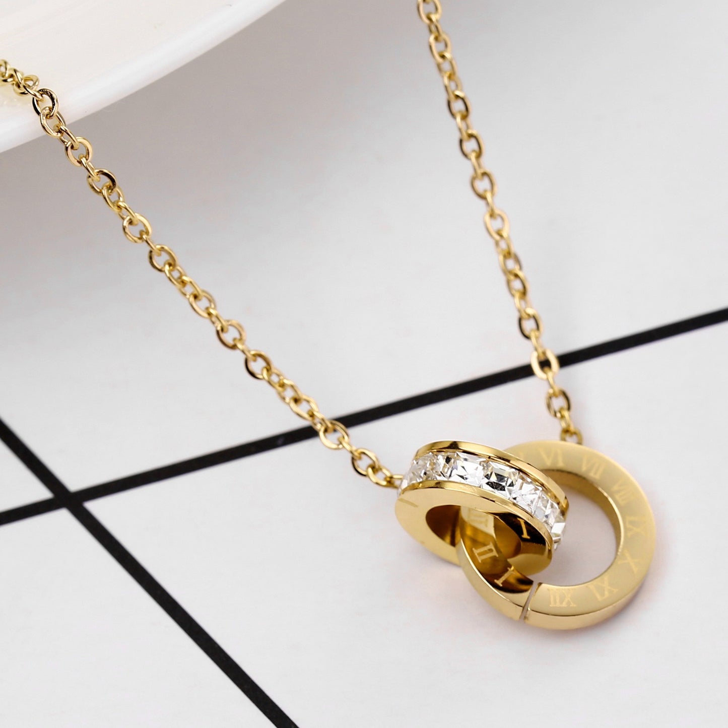 Roman Diamond Titanium Steel Necklace
