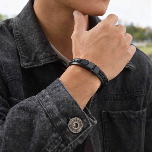 Men's Three-Layer PU Leather Bracelet