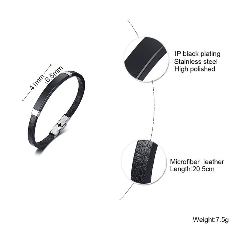 Men's Stainless Steel Black Curved Bracelet