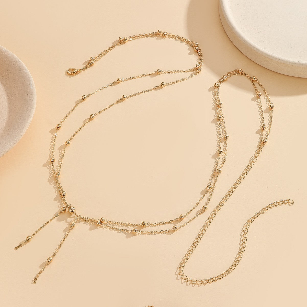 Double-Layer Bead Waist Chain