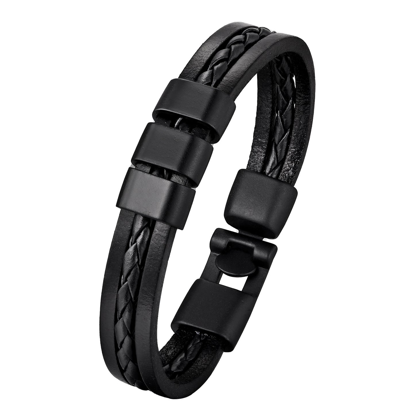 Men's Three-Layer PU Leather Bracelet