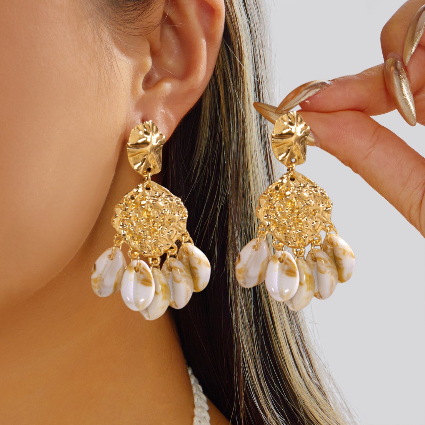 Pearl Tassel Shell Earrings