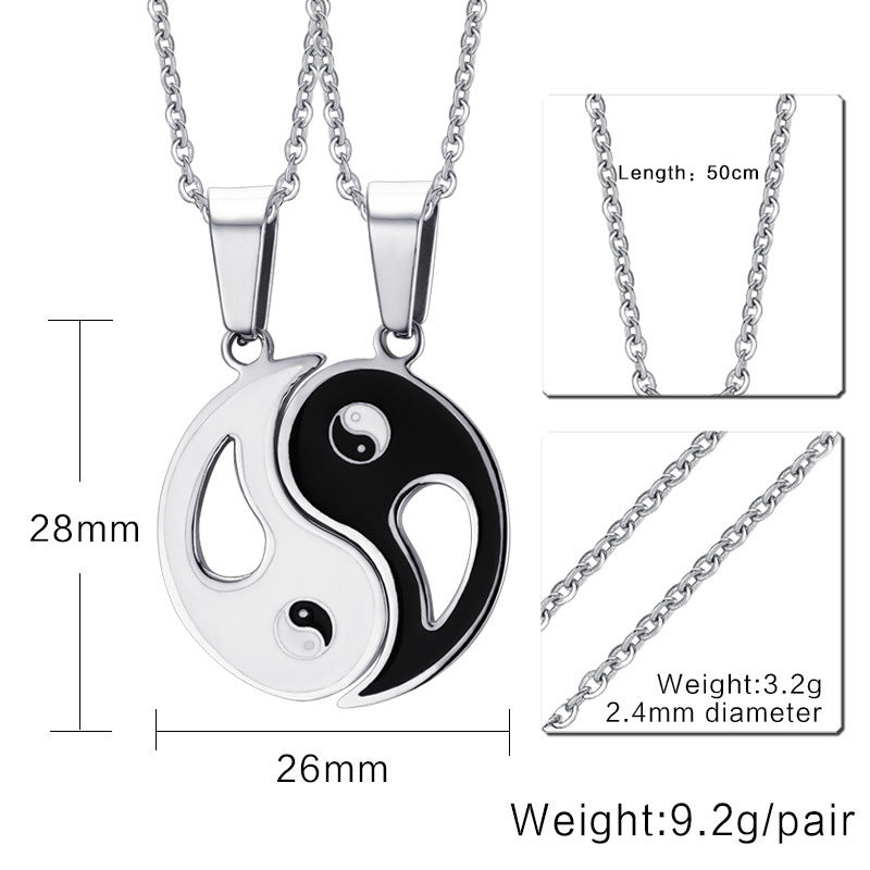 Epoxy Bagua Couple Necklace