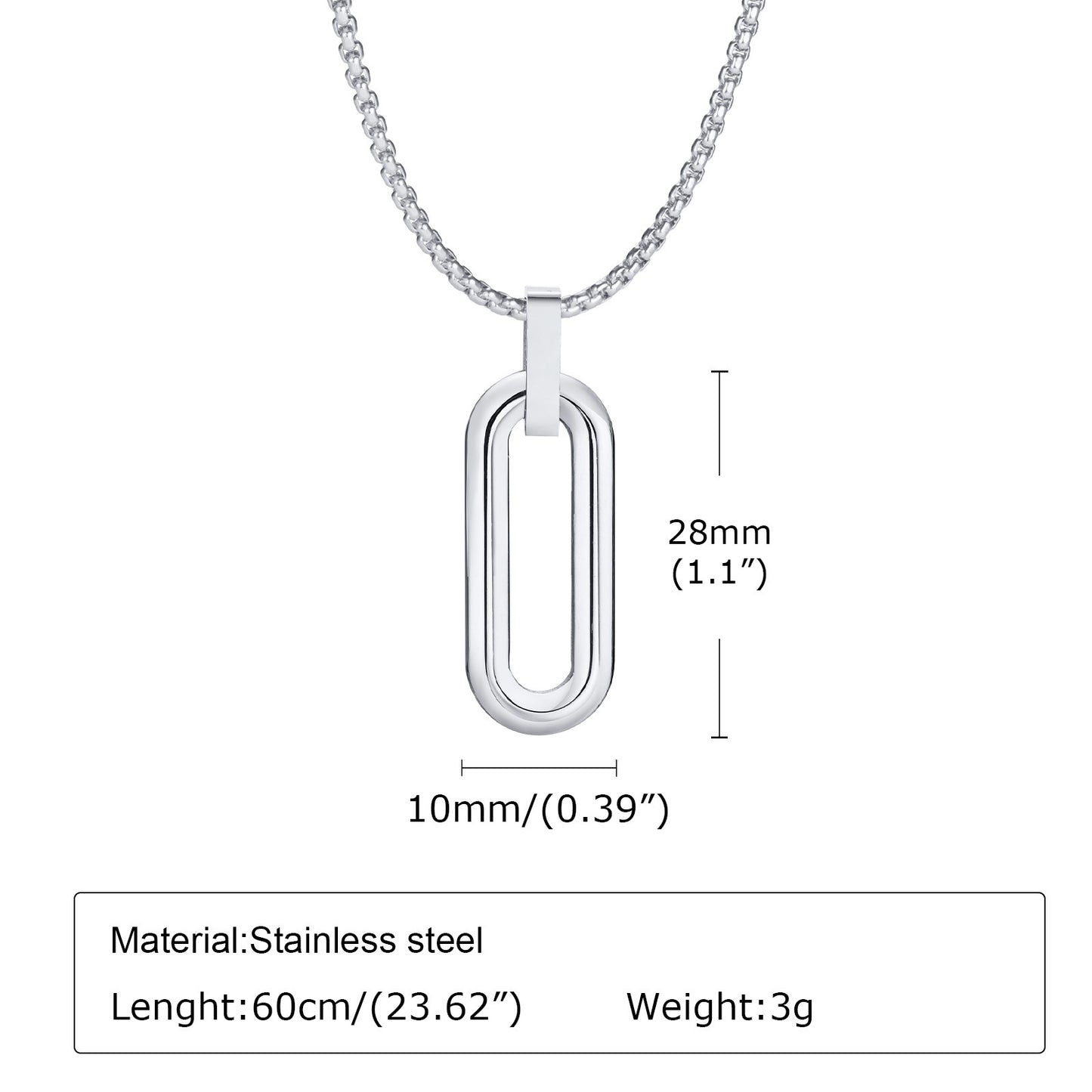 Men's Rectangular Stainless Steel Pendant