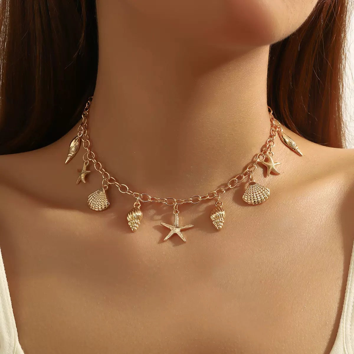 Starfish And Seashell Necklace