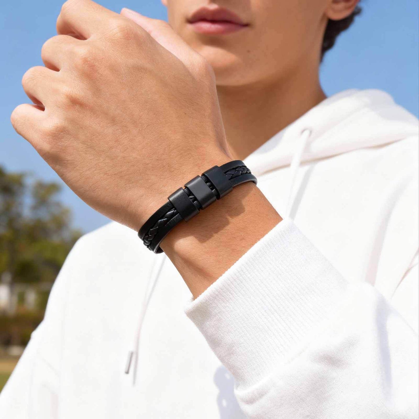 Men's Three-Layer PU Leather Bracelet