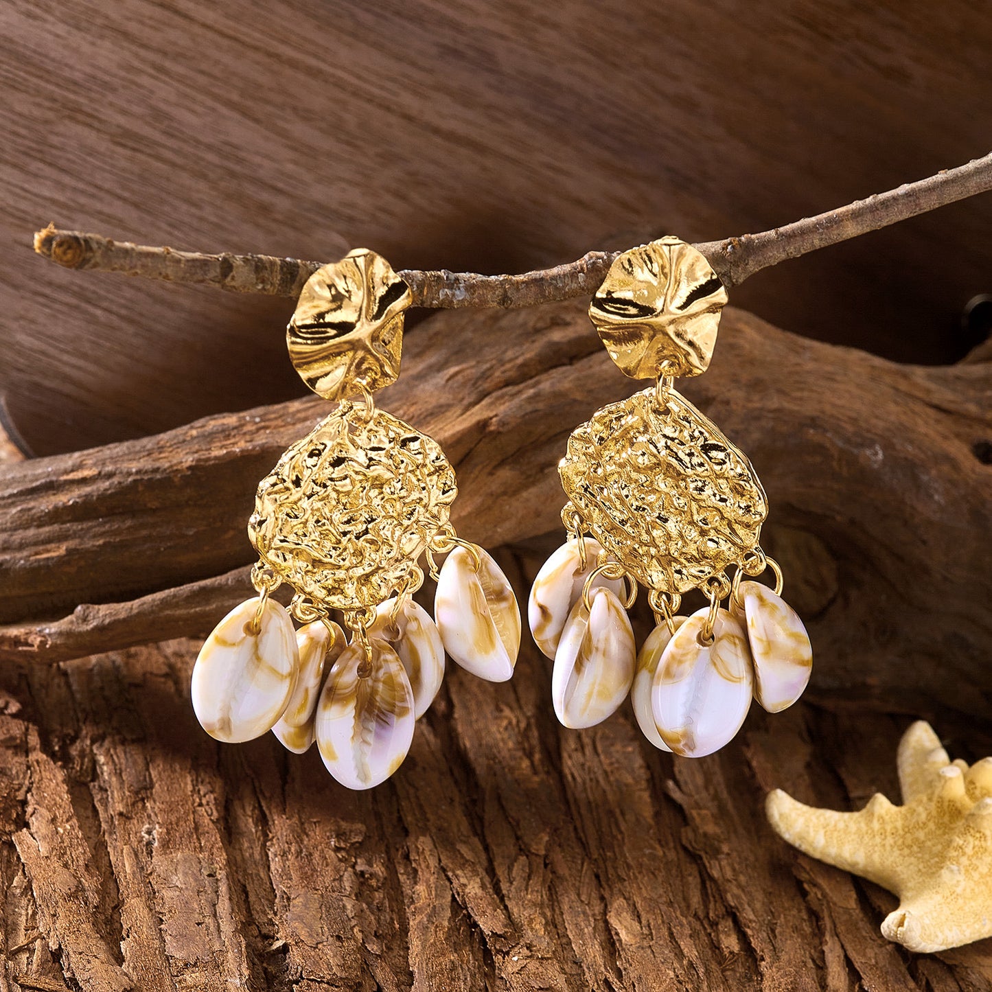 Pearl Tassel Shell Earrings