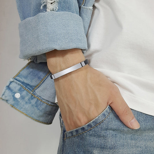 Stainless Steel Leather Bracelet