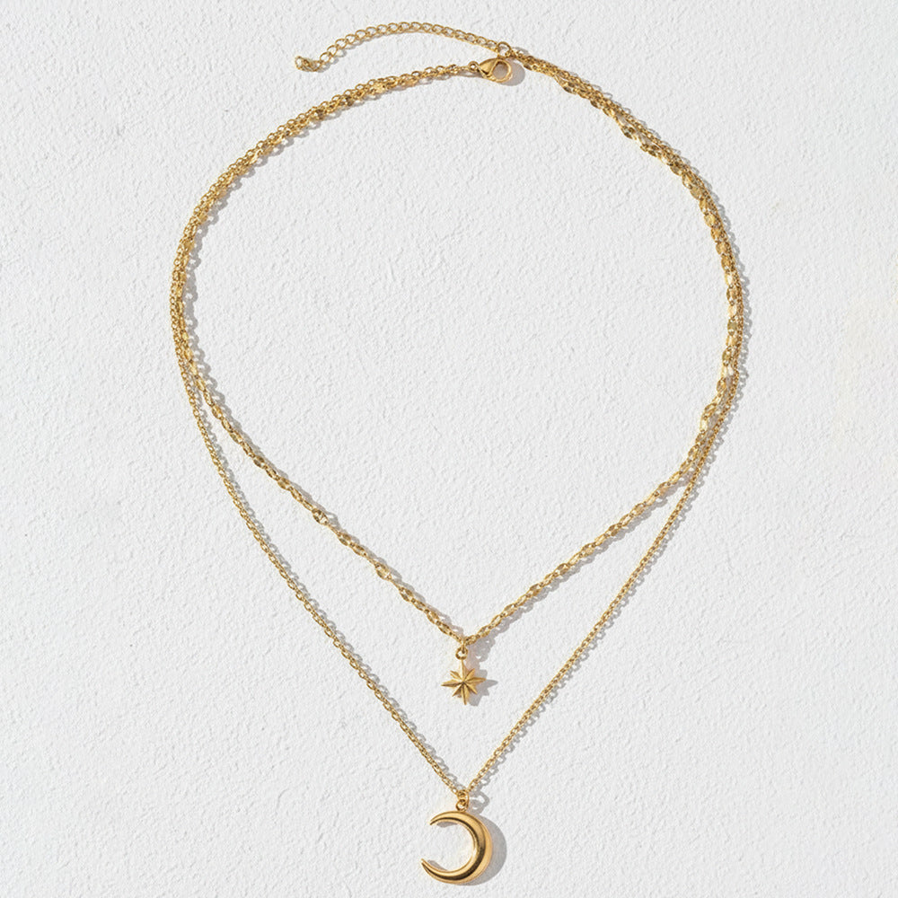 Star Moon Double-Layer Necklace