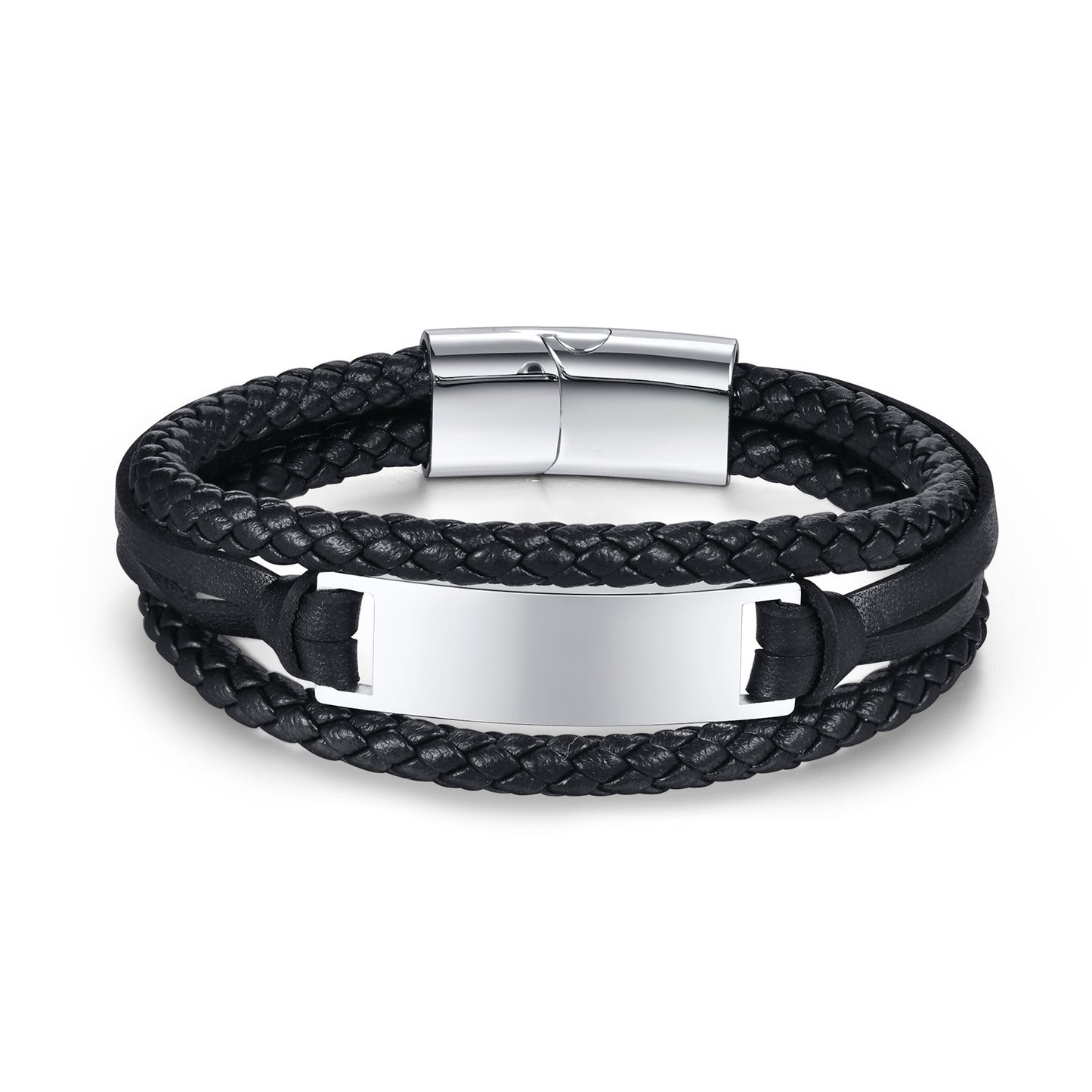 Men's Stainless Steel Leather Bracelet