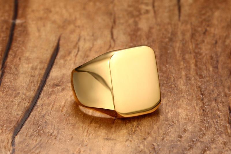 Square Titanium Steel Ring Gold