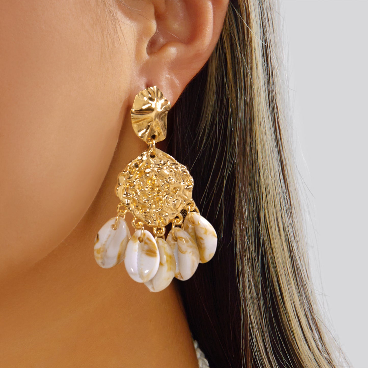 Pearl Tassel Shell Earrings