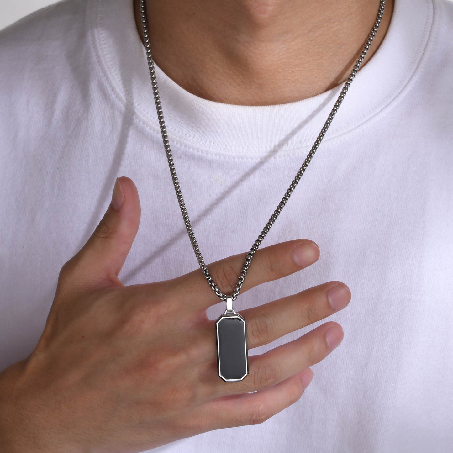 Men's Glossy Plain Stainless Steel Pendant