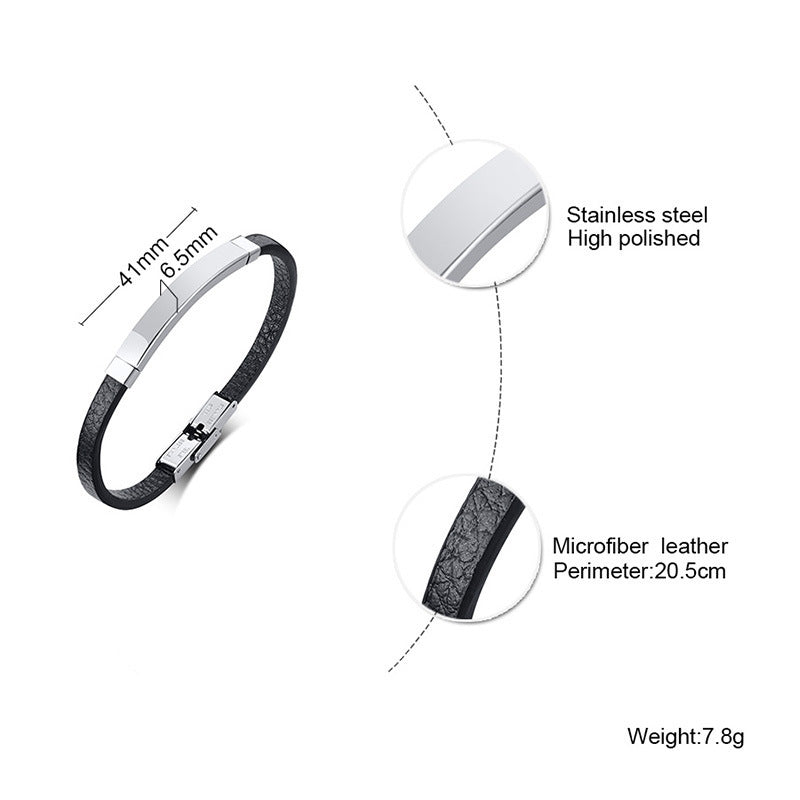 Stainless Steel Leather Bracelet