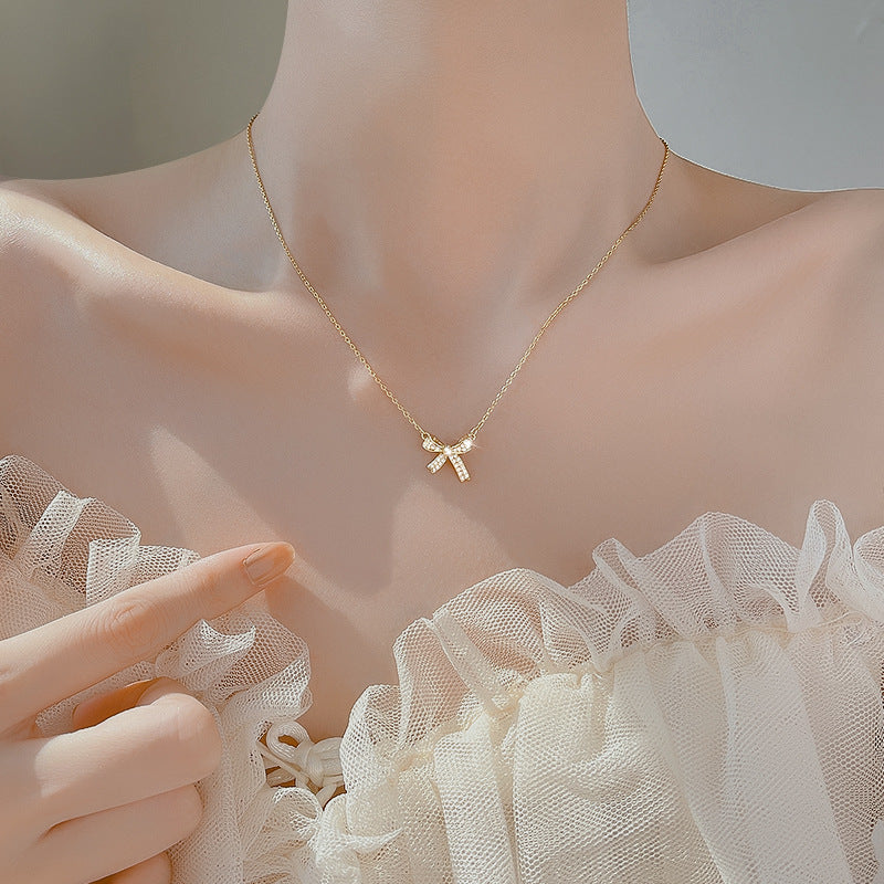 Bow-Knot With Stone Choker Necklace