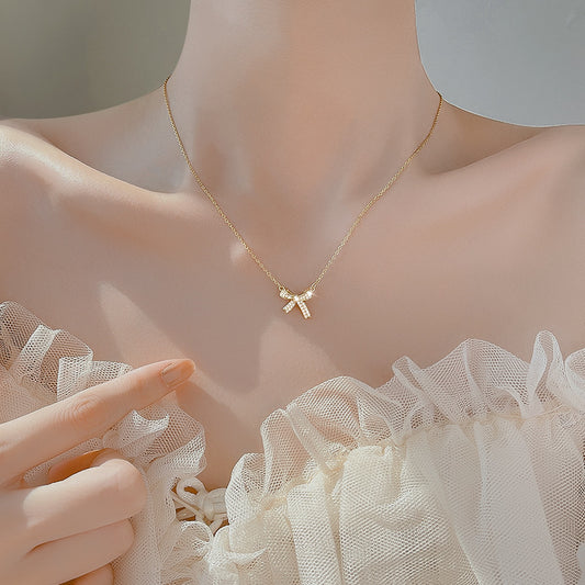 Bow-Knot With Stone Choker Necklace