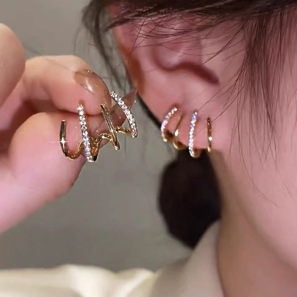 Golden Needle Korean Earrings