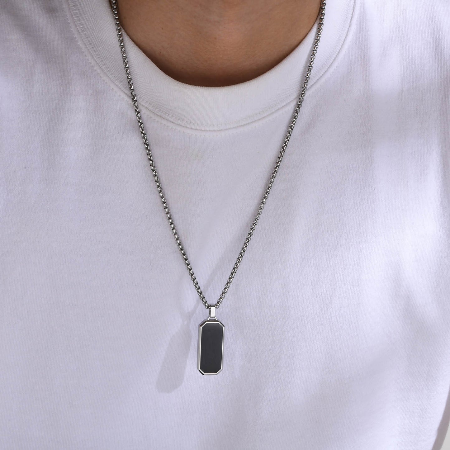 Men's Glossy Plain Stainless Steel Pendant