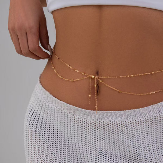 Double-Layer Bead Waist Chain