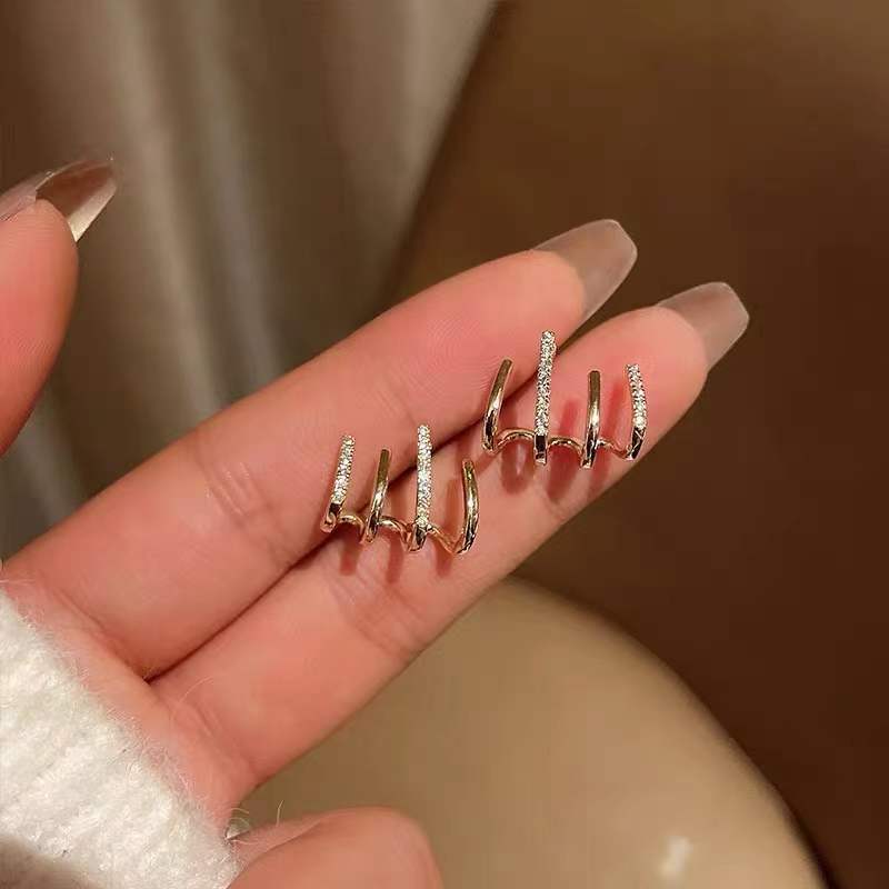 Golden Needle Korean Earrings