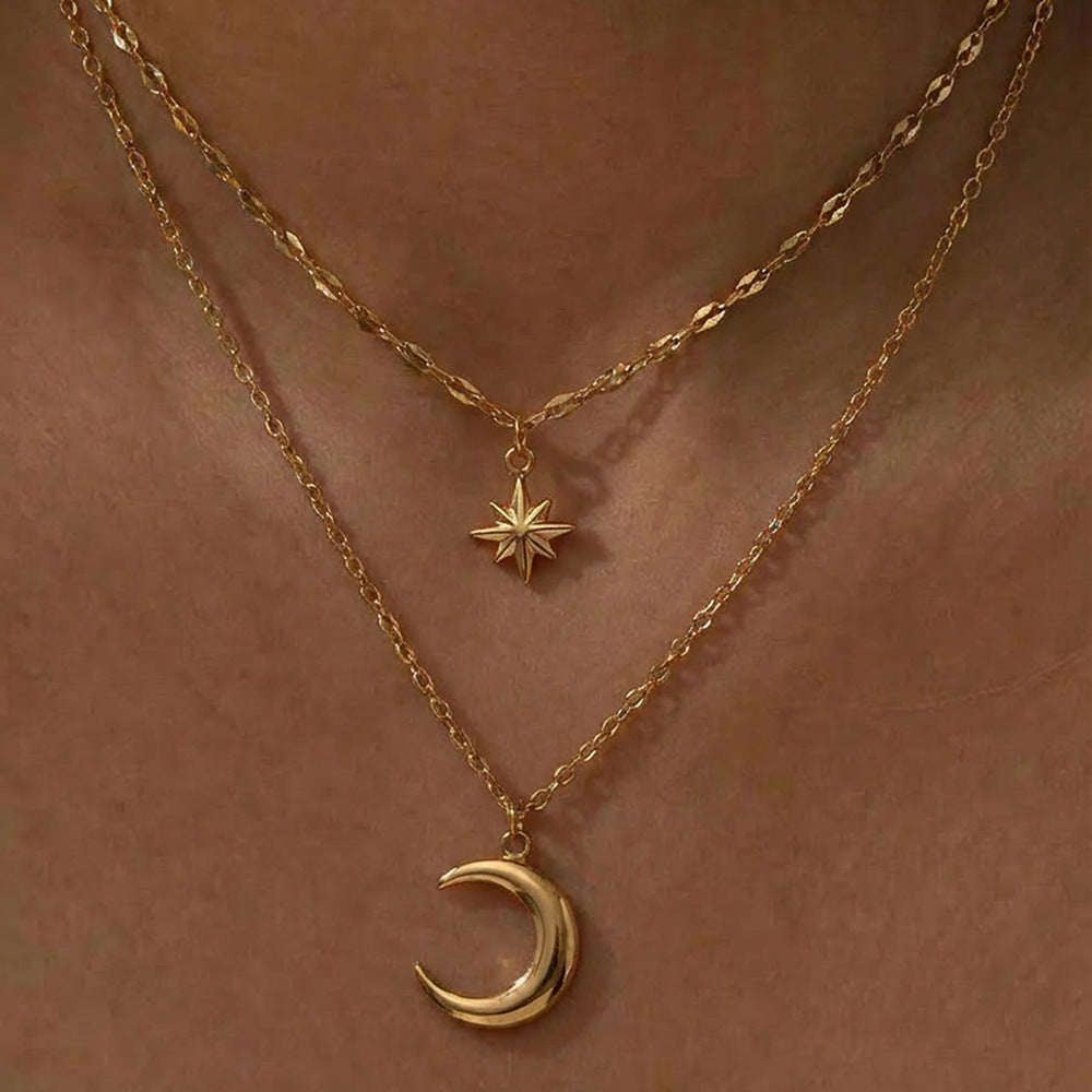Star Moon Double-Layer Necklace