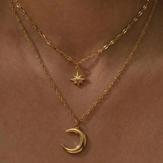 Star Moon Double-Layer Necklace