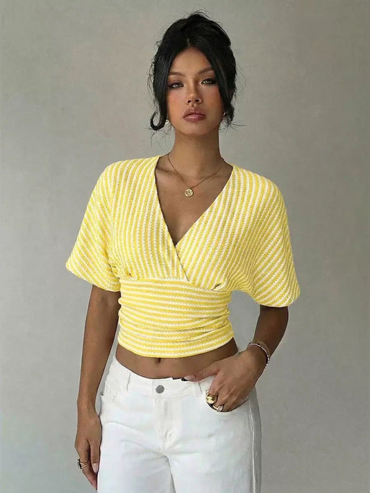 V neck stripe top